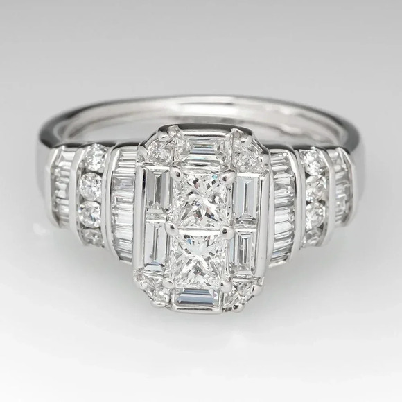 ▶Beautiful CZ 925 Sterling Silver Plated Wedding/Engagement Ring for Women, K977 - Picture 1 of 6